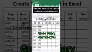 How to make salary sheet  Payroll sheet excelwalesir excel ytvideoshorts exceltrick shortvideo [upl. by Kevyn]