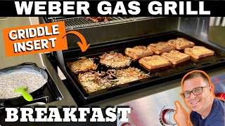 Huge Breakfast on a GAS GRILL WHAT Big WEBER Griddle Insert Breakfast [upl. by Trilbi79]