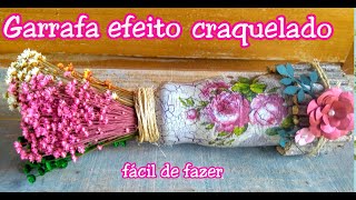 Garrafa Decorada  Decoupagem  Craquelê  Diy  Reciclagem  Fácil de Fazer [upl. by Nels]