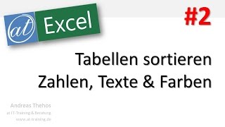 Excel  Intelligente Tabellen  Teil 02  Sortierung [upl. by Annayek]