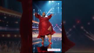 Beautiful obese black girl in red dress dances classy ​​surprising judges agt americasgottalent [upl. by Assirak]