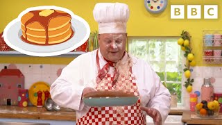 Mr Tumble Makes Pancakes 🥞  Pancake Day  CBeebies [upl. by Annahahs]