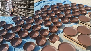 Pottery Factory  Modern Pottery Clay Work By Women  Fast amp Perfect Cookware Making [upl. by Doniv]