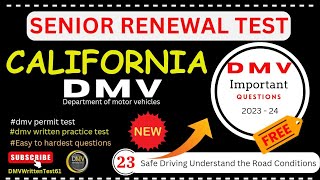 2024 DMV Senior Renewal Test  DMV Written Test 2024 California  DMV Important questions 202324 [upl. by Naj]