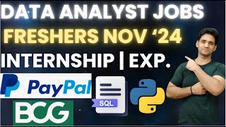 Data Analyst Jobs for Freshers 2024  Data Analyst Jobs in India  Data Analyst Jobs Internship Nov [upl. by Evangelist]