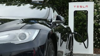 Tesla shares up by around four per cent after driverless car announcement [upl. by Imat573]