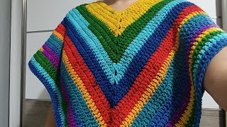 LEFT HAND Crochet PONCHO tutorial Crochet PONCHO  Easy Fast [upl. by Naujak]