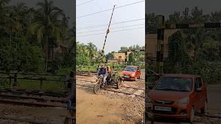 Motor Van amp Car struggling at LC Rail gate indianrailway passengertrain indiantrains [upl. by Hamrnand]