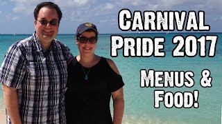 Carnival Pride Dinner Menus amp Food  7Day Caribbean Cruise Itinerary  American Table  ParoDeeJay [upl. by Anaela675]