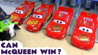 Cars Lightning McQueen 8 Lane Racing with Funny Funlings Wizard Funling TT4U [upl. by Lorri]