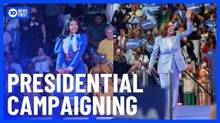 Kamala Harris Campaigns With Megan Thee Stallion  10 News First [upl. by Jacquelynn]