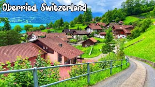 Oberried Switzerland walking tour 4K  Incredibly beautiful villages on the lake Brienz [upl. by Ticknor]