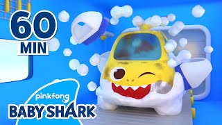 🫧1 HOUR Baby Sharks Car Wash  Compilation  Toy Car Songs  Baby Shark Official [upl. by Jacoba563]