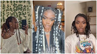 Knotless Braids With Beads Compilation [upl. by Aliam]