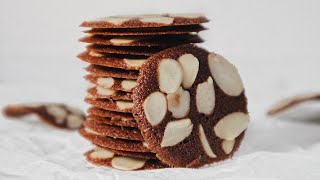 Chocolate Almond Tuile Cookies Recipe  Crispy amp Thin Cookies  baking asmr  jans baking [upl. by Annitsirhc]