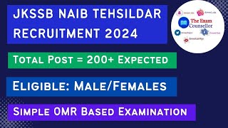 JKSSB NAIB Tehsildar Recruitment 2024Upcoming VacanciesMost Important Update [upl. by Layod]