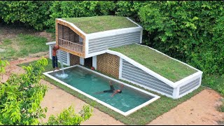 365 Days Building A Modern Underground Hut With A Grass Roof Swimming Pool [upl. by Daza287]