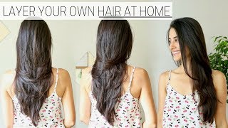 HOW I CUT amp LAYER MY HAIR AT HOME » diy long layers haircut [upl. by Moulton]