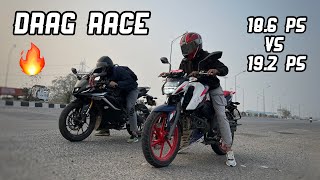 Tvs Apache rtr 165 RP Vs Yamaha R15 v4 Drag Race 🔥  Winner Winner TVS Dinner 🤣 [upl. by Cattima]