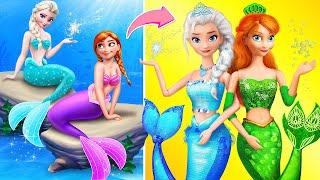 Elsa and Anna Become Mermaids  30 Frozen DIYs [upl. by Adnicul673]