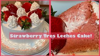 Strawberry Tres Leches Cake Three Milk Cake [upl. by Hterag]