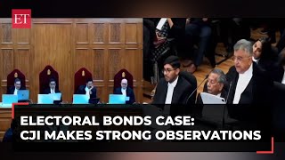 Electoral bonds case CJI Chandrachud makes strong observations questions selective anonymity [upl. by Barbabra243]