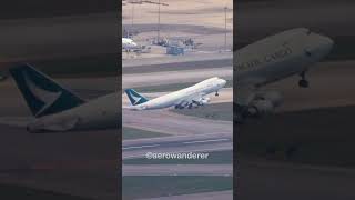 CATHAY PACIFIC CARGO B747 takeoff at Hong Kong Airport shorts aviation plane takeoff b747 [upl. by Aticnemrac]