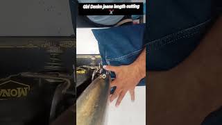 JEANS Alteration  Girl jeans Length cutting  Denim  sewing  shorts [upl. by Hashim]