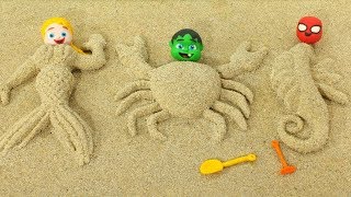 SUPERHERO BABIES MAKE SAND FIGURES ❤ SUPERHERO PLAY DOH CARTOONS [upl. by Ttereve300]