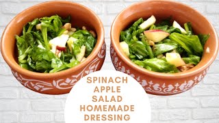 Spinach Palak Apple Salad With Homemade Dressing  Weight Loss Recipe  Healthy Recipe  Salad [upl. by Aciretal]