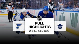 Blues at Maple Leafs  October 24 2024  NHL Full Game Highlights [upl. by Haodnanehs654]