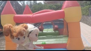 Elsa and Anna toddlers swimming pool fun amp slides bouncy castle and fireworks [upl. by Aniloj197]