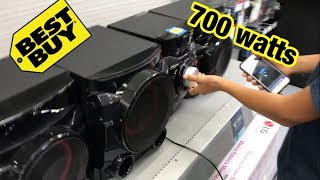 LOUD SPEAKER AT BEST BUY 700 watts lG CM4550 [upl. by Eyeleen399]