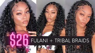 DIY Fulani Feed In Braids  Tribal Goddess  Knotless Braids [upl. by Ostap]