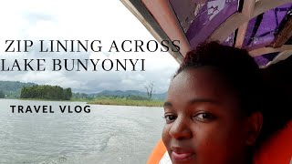 ZIPLINING ACROSS LAKE BUNYONYI zipline tulambule visituganda [upl. by Pasadis]