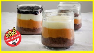 POSTRE FÁCIL y rápido SIN HORNO y SIN GLUTEN 1 preparación para 3 sabores [upl. by Leroy]