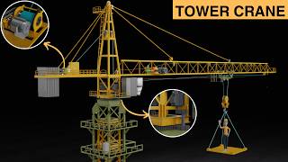 Tower Crane Explained  How Tower Crane Adjust Height  3D Animation [upl. by Swee]