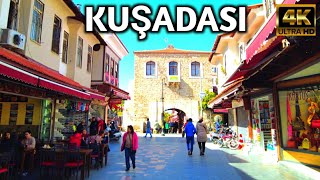 KUŞADASI TÜRKİYE CITY CENTER WALKING TOUR  10 March 2024  4k UHD 60fps [upl. by Gildus]