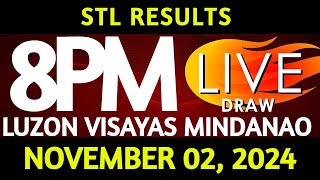 Stl Result Today 800 pm draw November 02 2024 Saturday Luzon Visayas and Mindanao Area Live [upl. by Nnyliram189]