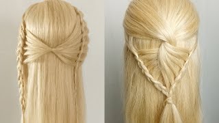 Two Beautiful HalfUp Half Down Braided Hairstyles 😍 hairstyles braids hairtutorial [upl. by Vada]