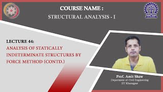 Lecture 44  Analysis of Statically Indeterminate Structures by Force Method Contd [upl. by Treboh556]