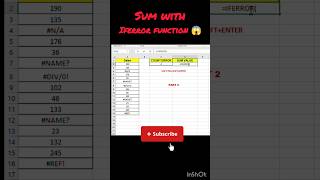 shorts sum iferror function 😱 20 second 😮😱 Array function in Excel exceltips exceltricks [upl. by Volding]