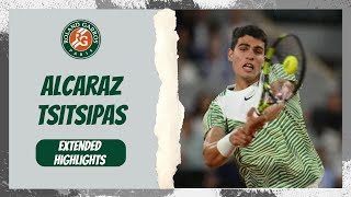 Carlos Alcaraz vs Stefanos Tsitsipas Extended Highlights RolandGarros 2023 Quarterfinals Gameplay [upl. by Araid]