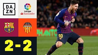 Lionel Messi Doppelpack Rekord amp Verletzung Barcelona  Valencia 22  La Liga  DAZN Highlights [upl. by Llenal]