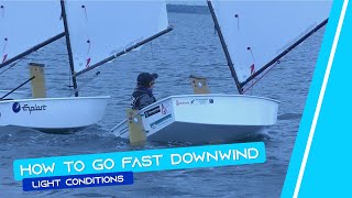 OPTIMIST SAILING  How To Go Fast Downwind  Light Conditions [upl. by Anidam]