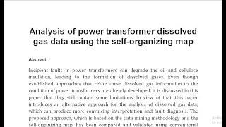 Analysis of power transformer dissolved gas data using the self organizing map [upl. by Ebehp]