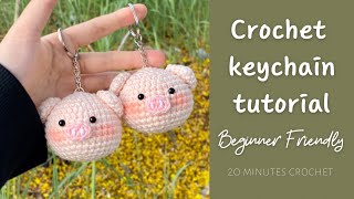 ENG CC How to Crochet Pig Keychain l BeginnerFriendly Amigurumi Tutorial l Monua DIY [upl. by Ennyrb]