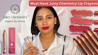 MY TOP 3 FAV LIPSTICKS FROM JUICY CHEMISTRY Swatches😍💖  Juicy Chemistry Lip crayon Darshini Gowda [upl. by Dougald]