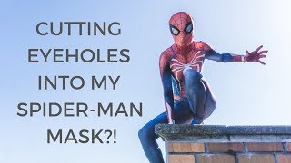 How To Cut Eyeholes Into Your SpiderMan Mask [upl. by Rehptsirhc]