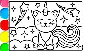 How to draw caticorn caticorn drawing and colouring for kids super easy drawings [upl. by Enyaht]